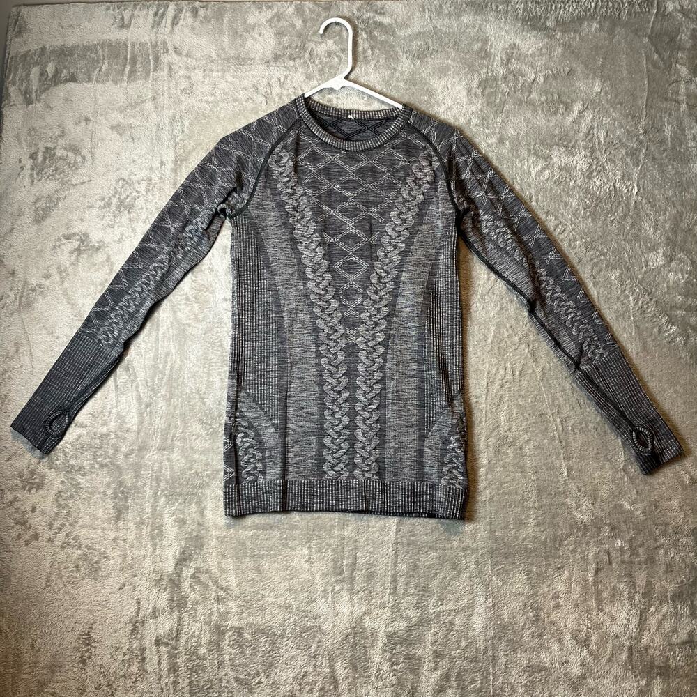 Lululemon Sz 6 Rest Less Pullover Sweater Heathered‎ Black Women's